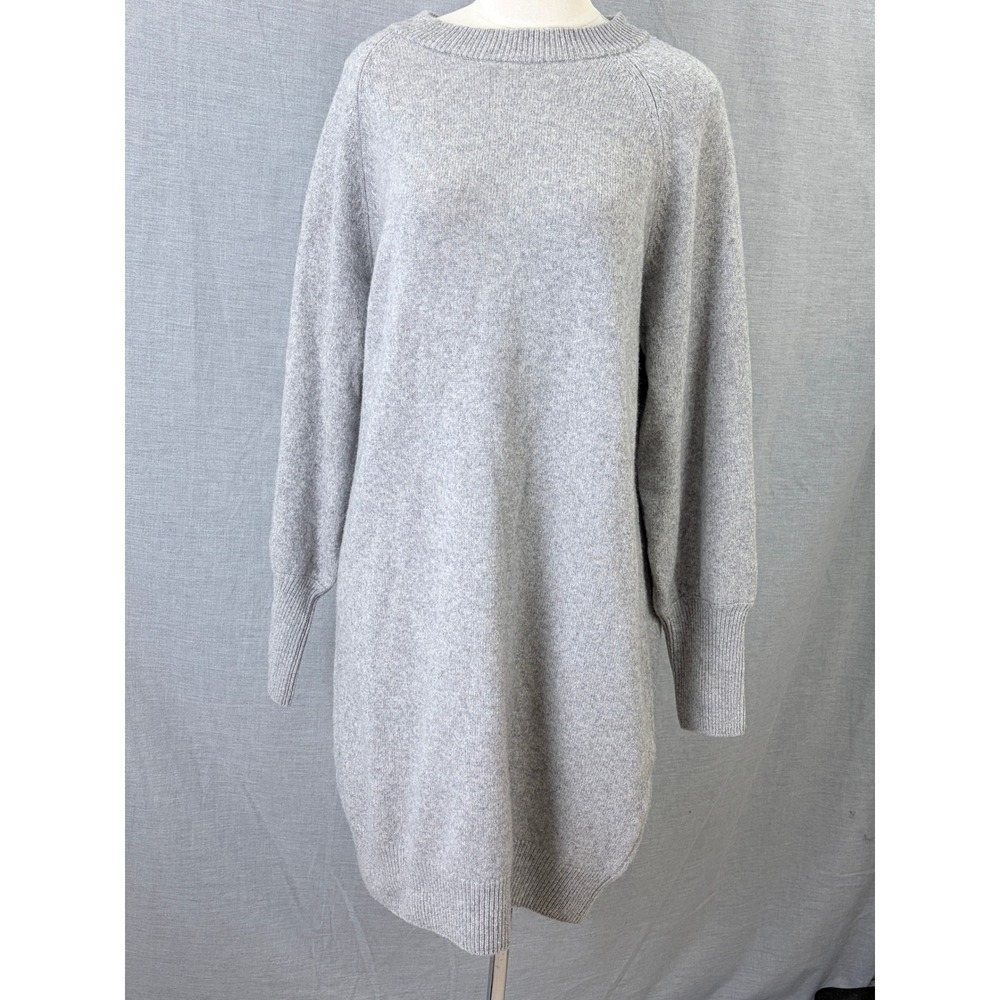 NAH/STUDIO 100% Wool Oversized Sweater Dress Heather Gray Crew Neck Size M